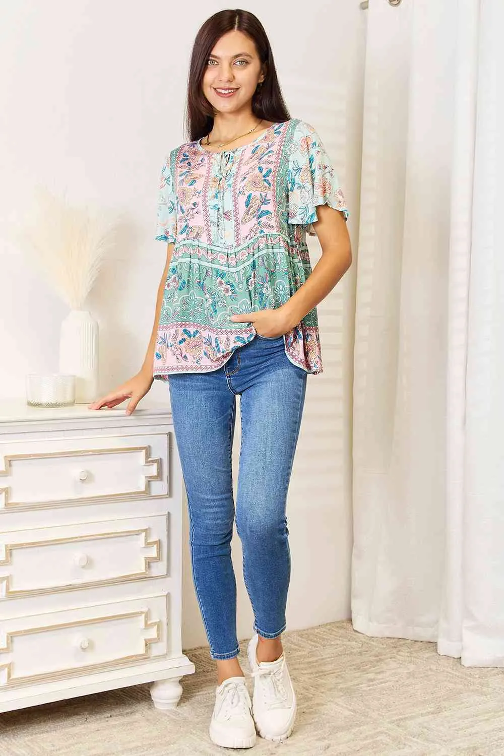 Floral Short Sleeve Blouse