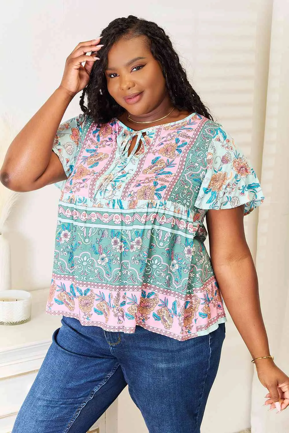 Floral Short Sleeve Blouse
