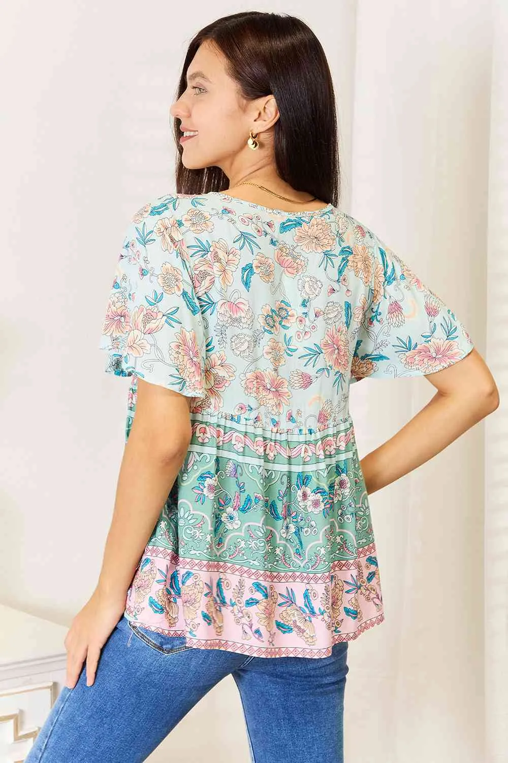 Floral Short Sleeve Blouse