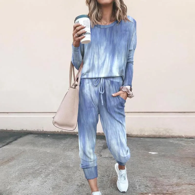 Flower Print T-shirts High Waist  Pencil Pants Set
