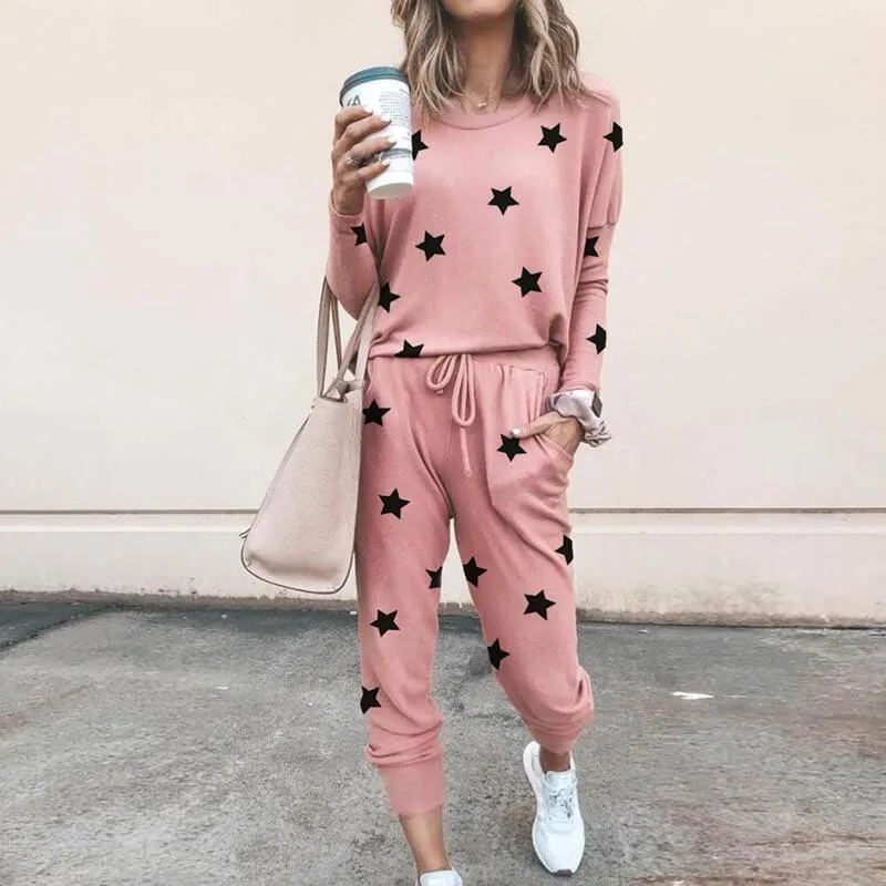 Flower Print T-shirts High Waist  Pencil Pants Set