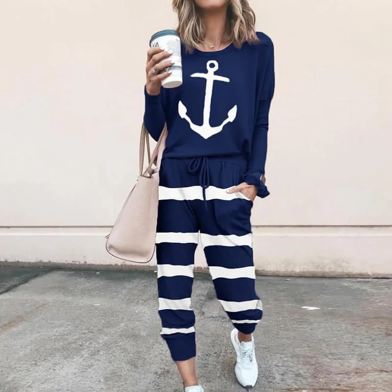 Flower Print T-shirts High Waist  Pencil Pants Set
