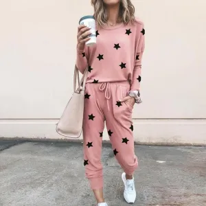 Flower Print T-shirts High Waist  Pencil Pants Set