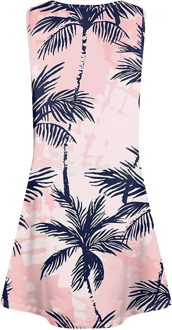 Going Out Dresses for Women Spring Tank Dress Flowy Sun Dresses Sleeveless Floral Print Dress Boho Summer Ruched Dress