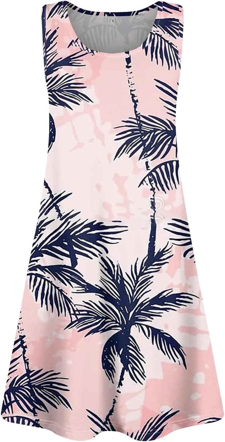 Going Out Dresses for Women Spring Tank Dress Flowy Sun Dresses Sleeveless Floral Print Dress Boho Summer Ruched Dress