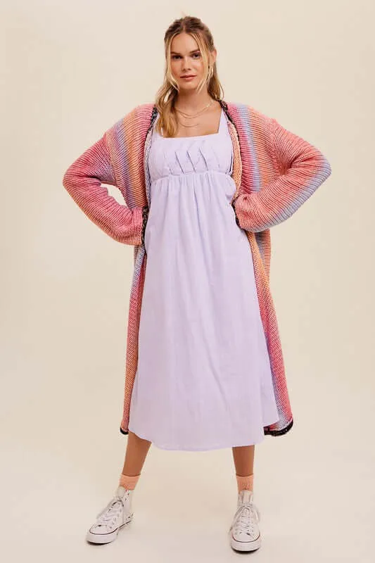 Gradation Long Knit Open Long Cardigan