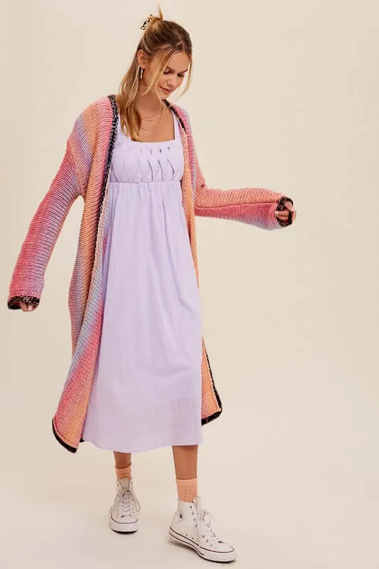 Gradation Long Knit Open Long Cardigan