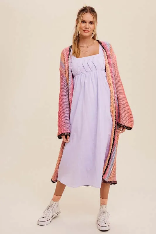 Gradation Long Knit Open Long Cardigan