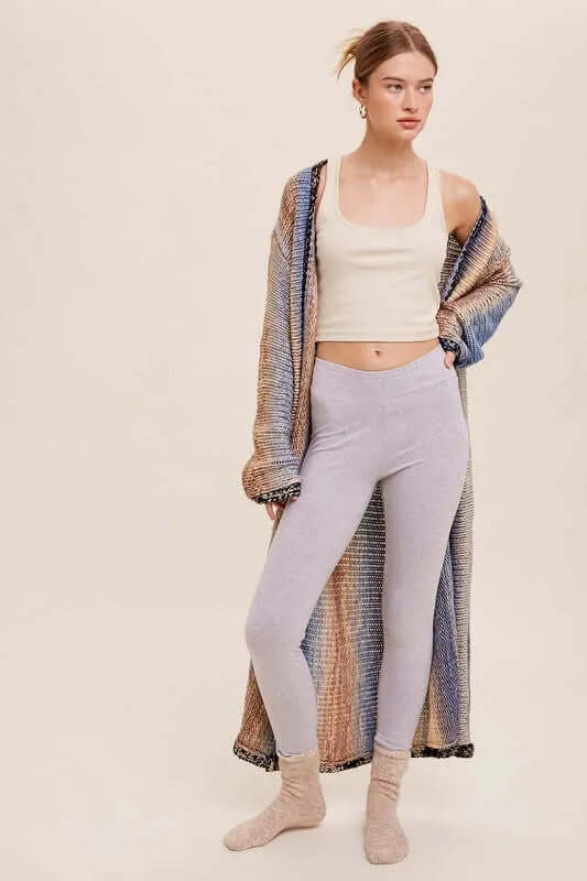Gradation Long Knit Open Long Cardigan