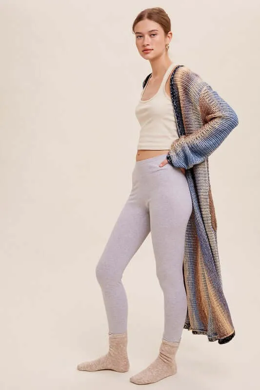 Gradation Long Knit Open Long Cardigan
