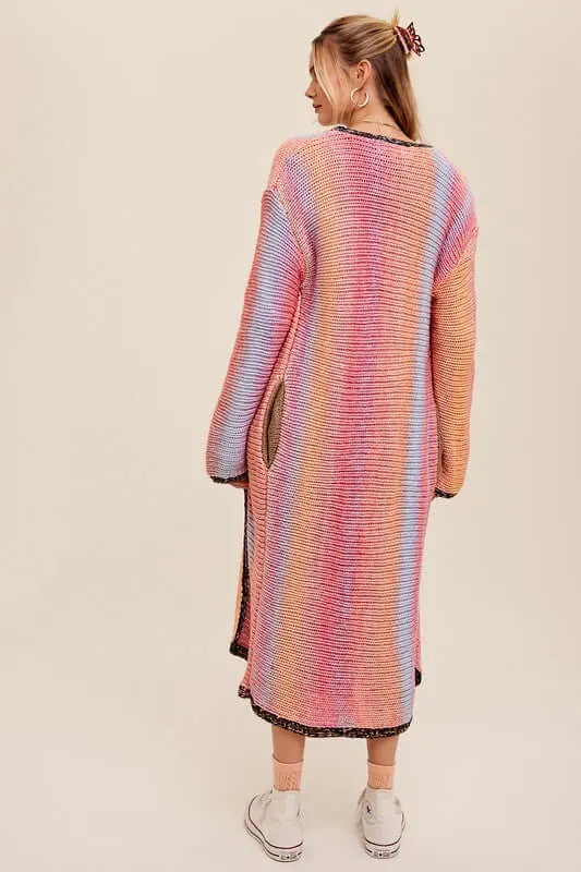 Gradation Long Knit Open Long Cardigan