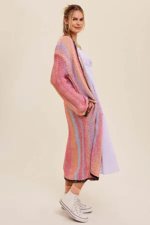 Gradation Long Knit Open Long Cardigan