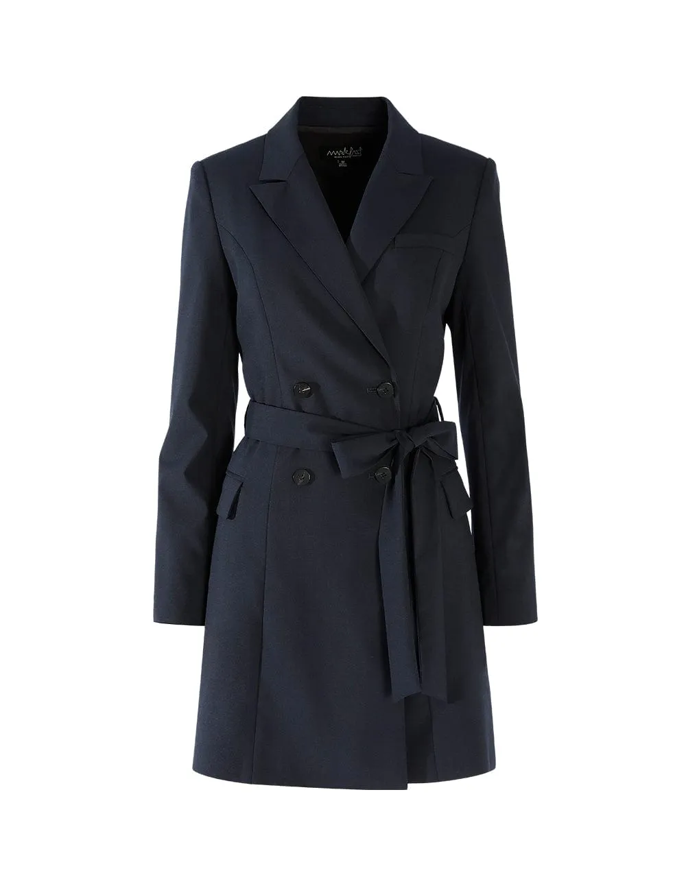 Grant Blue Double-Breasted Belted Suit Dress
