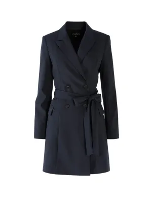 Grant Blue Double-Breasted Belted Suit Dress