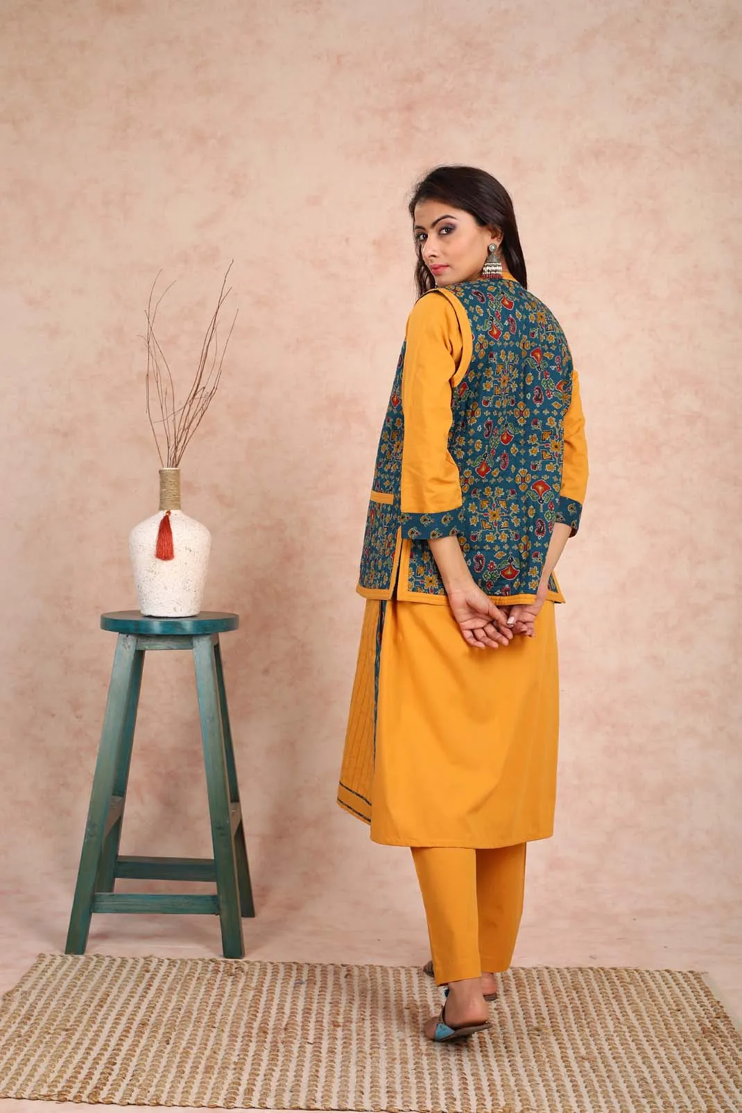 Green Baisah Printed Quilted Jacket UCJ0002