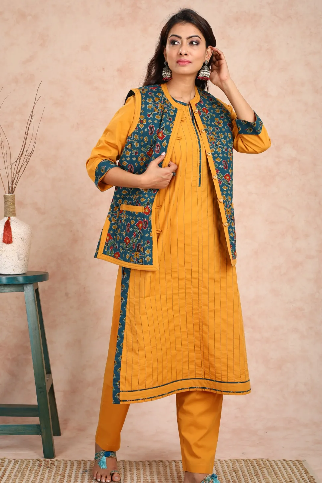 Green Baisah Printed Quilted Jacket UCJ0002