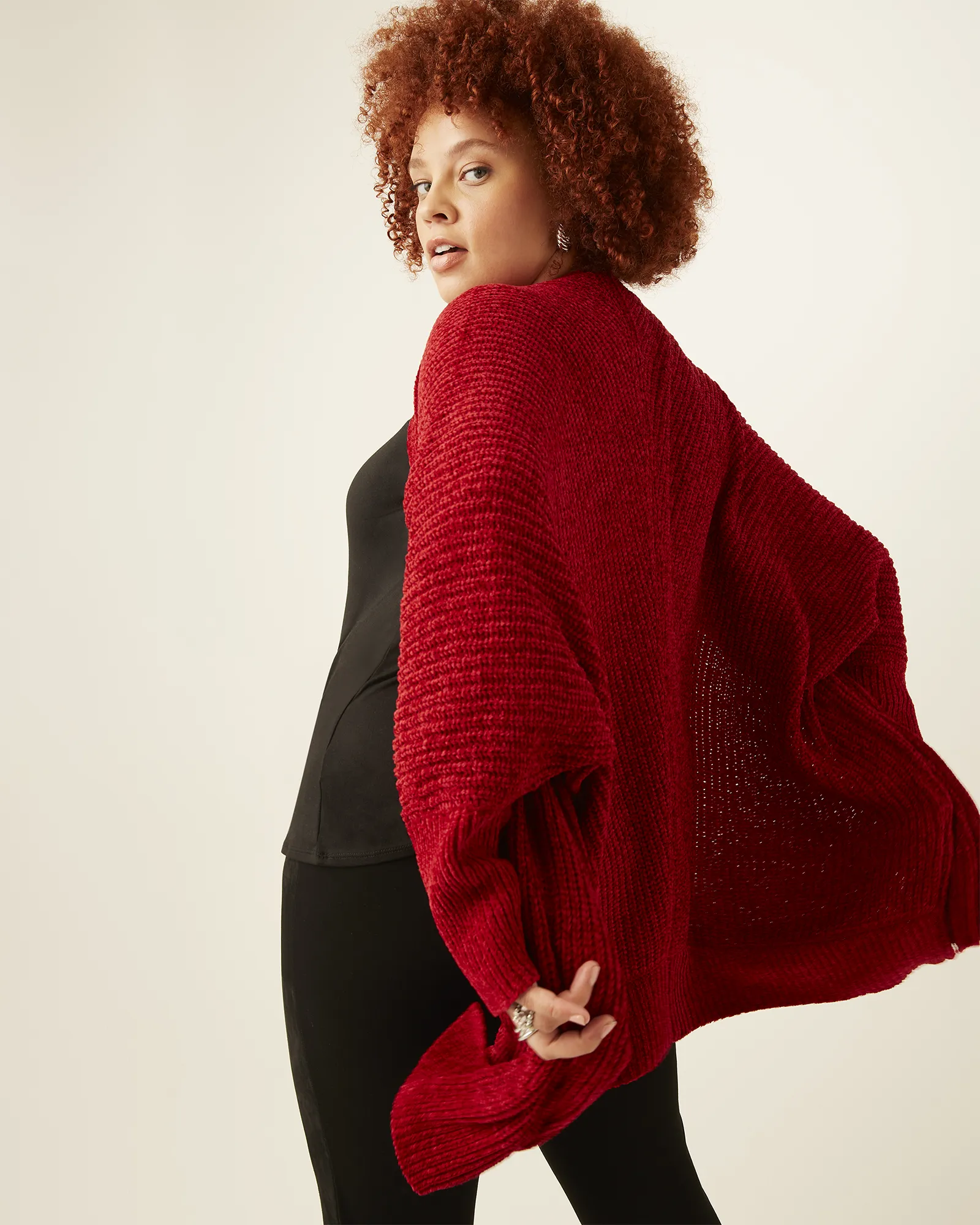 Helen Chenille Cardigan | Red