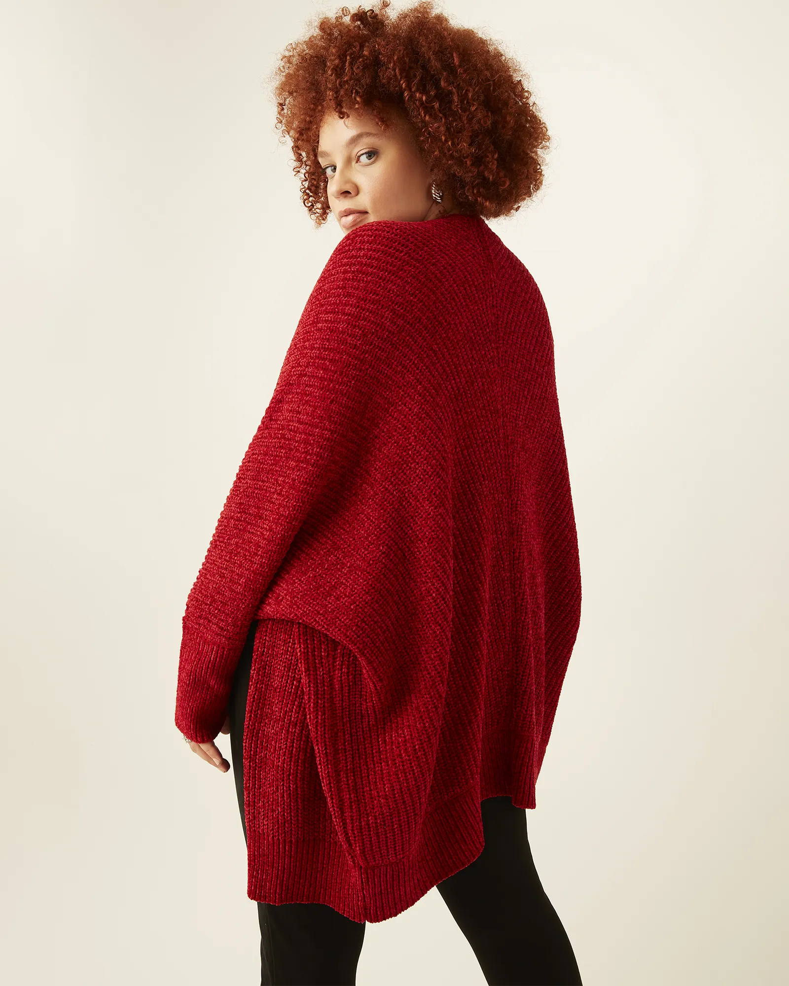 Helen Chenille Cardigan | Red