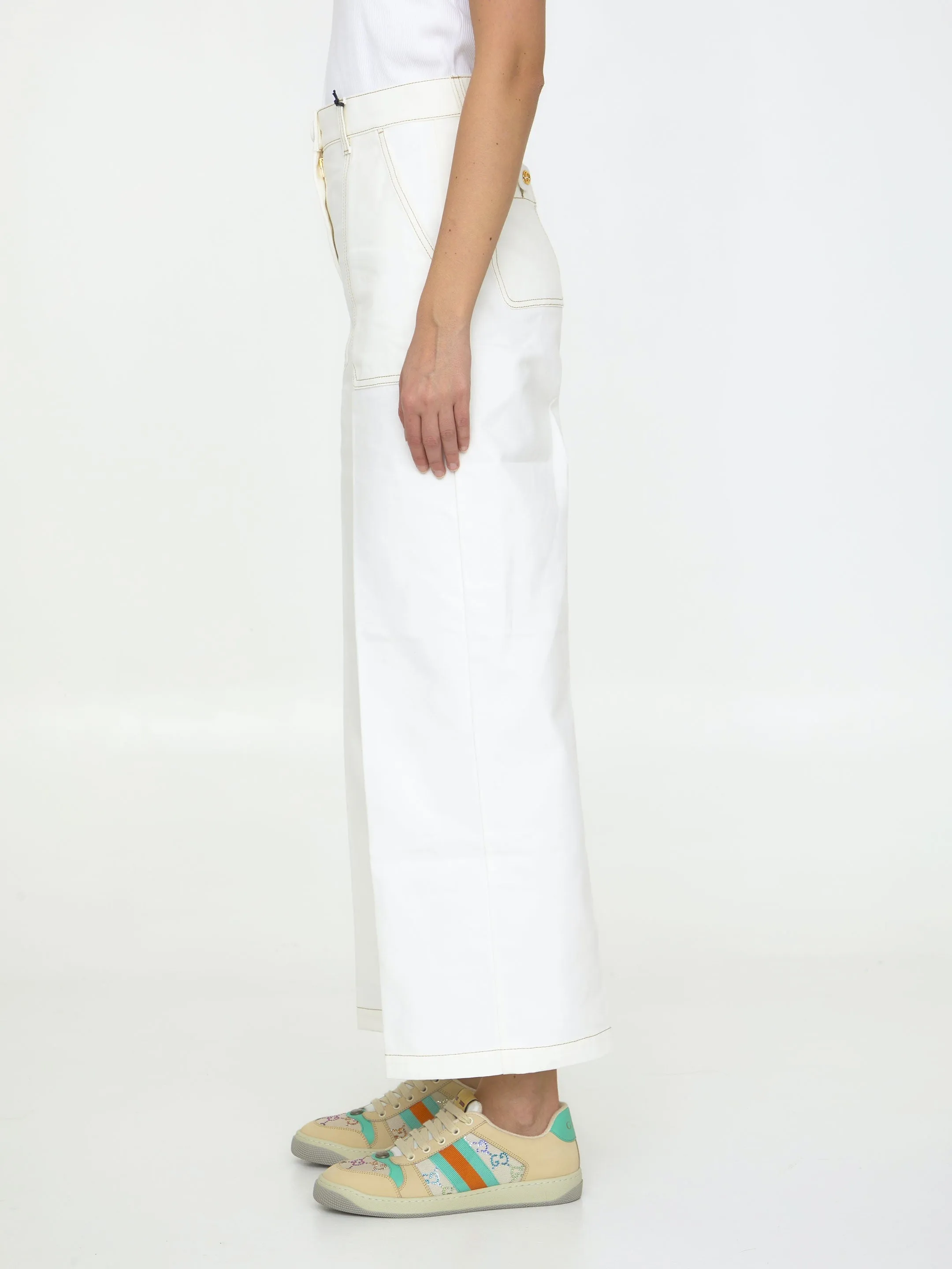 HIGH-RISE COTTON TROUSERS
