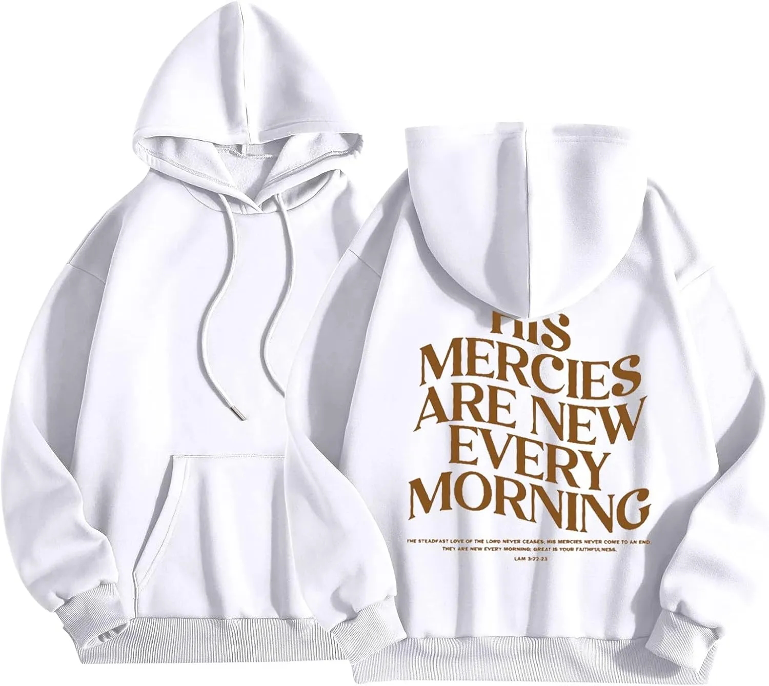His Mercies are New Every Morning Christian Hoodies for Women Oversized Long Sleeve Hooded Sweatshirts Letter Hoodie