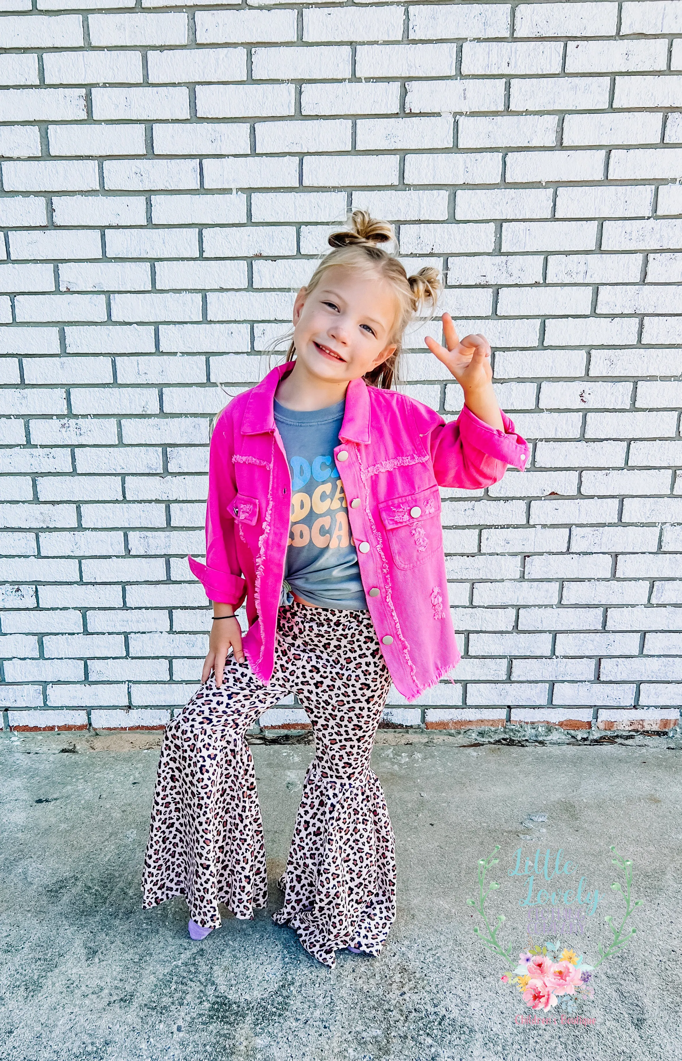 Hot Pink Denim Girls Shacket