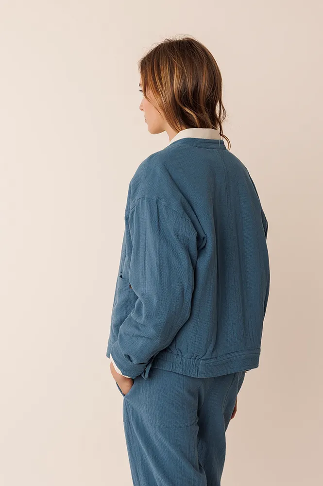 Indi & Cold Panama Indigo Bomber Jacket