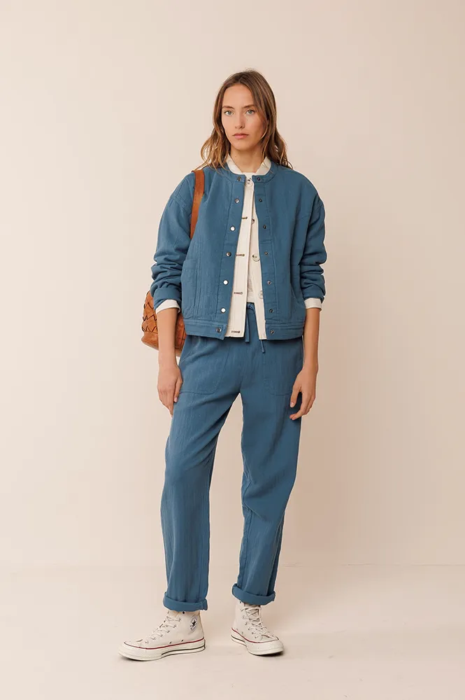 Indi & Cold Panama Indigo Bomber Jacket
