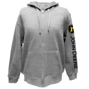 John Deere Grey Construction Mens  Zip Hoodie