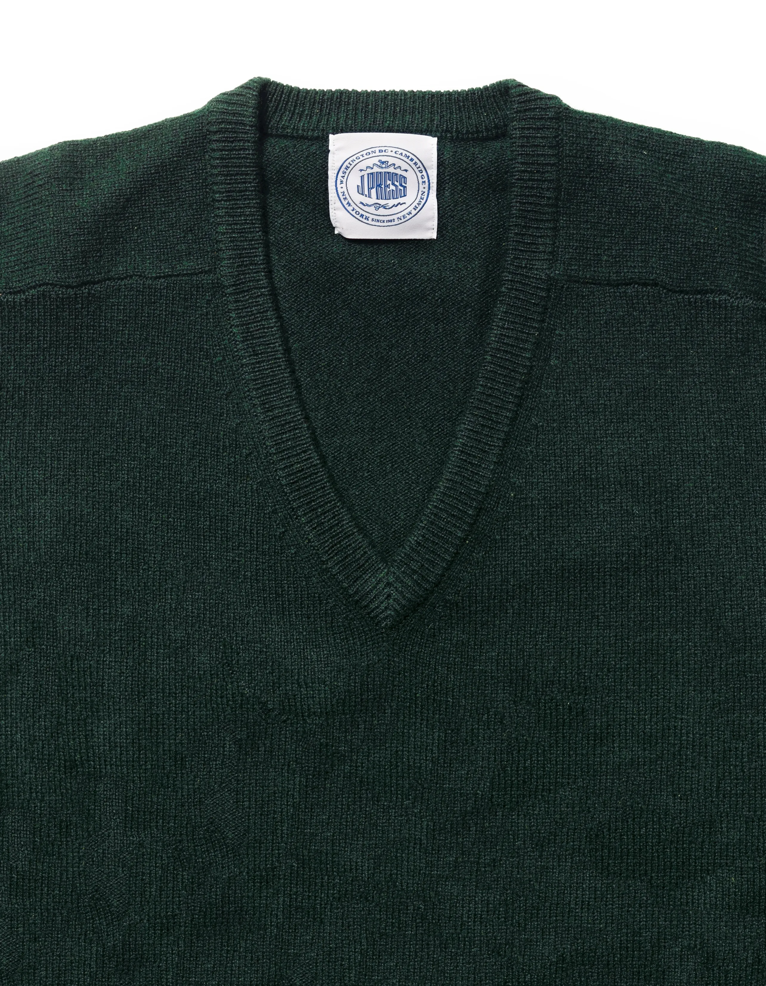 LAMBSWOOL V NECK SWEATER - GREEN