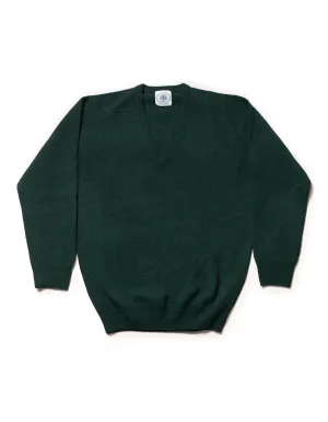 LAMBSWOOL V NECK SWEATER - GREEN