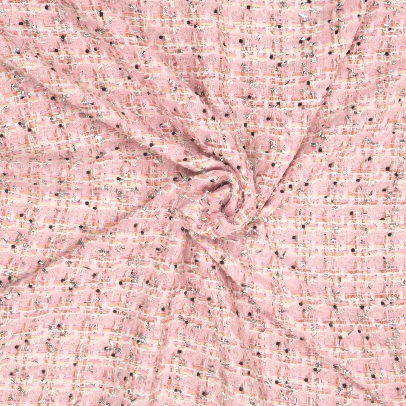 Light Pink Abstract Texture Threaded Tweed Boucle