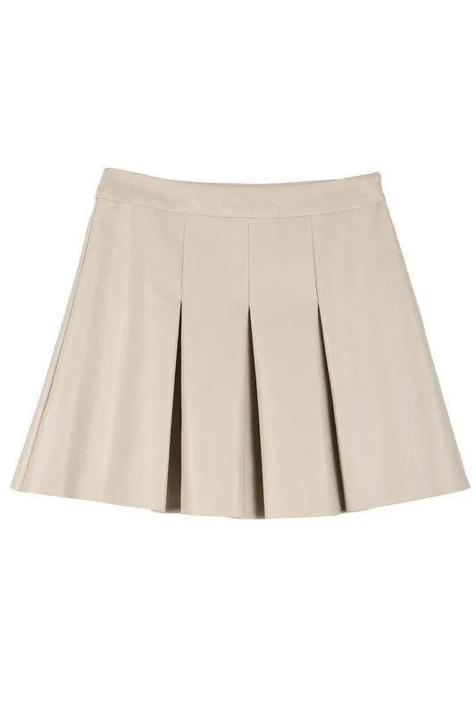 Lilou Vegan Leather Pleated Mini Skirt