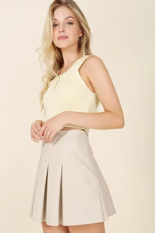 Lilou Vegan Leather Pleated Mini Skirt