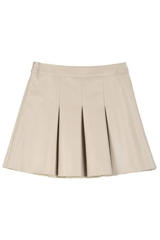 Lilou Vegan Leather Pleated Mini Skirt