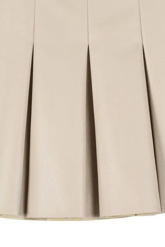Lilou Vegan Leather Pleated Mini Skirt