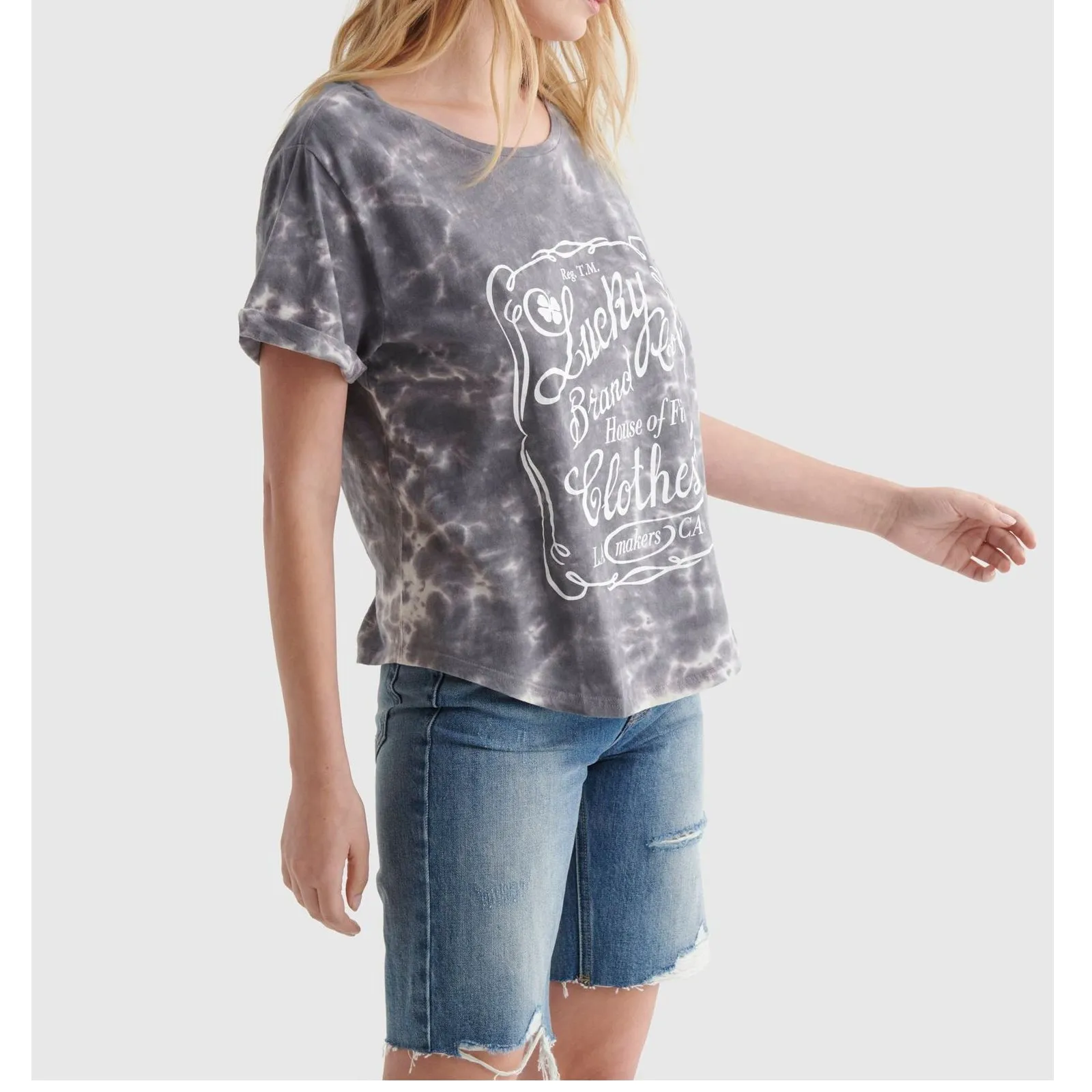 LUCKY BRAND Tie Dye Cotton Lucky Logo Graphic Print T-Shirt