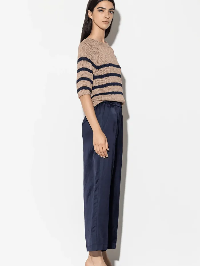 Luisa Cerano Wide Leg Linen Blend Trousers In Navy 698524 3596 Col 0292