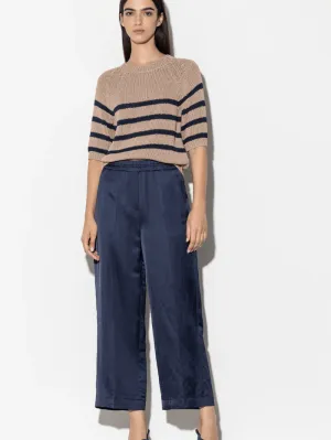 Luisa Cerano Wide Leg Linen Blend Trousers In Navy 698524 3596 Col 0292