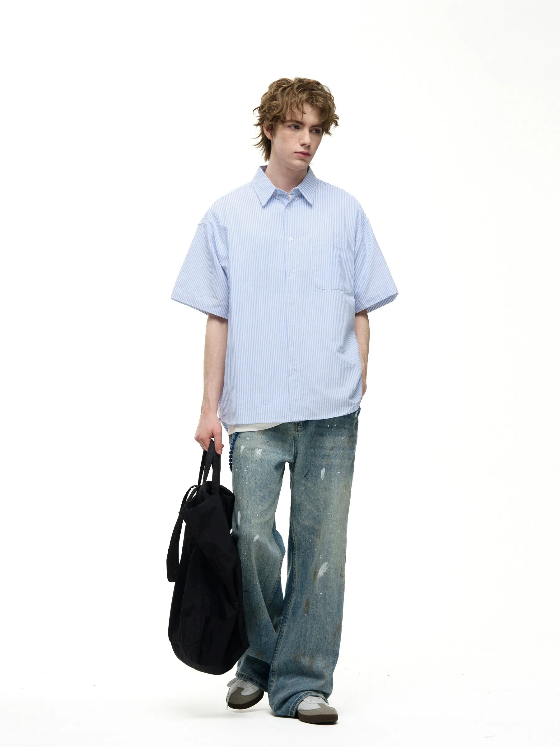 Madwitch Classic Simple Striped Shirt