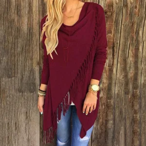 Medium long classic Slim classic tassel slash style girl coat