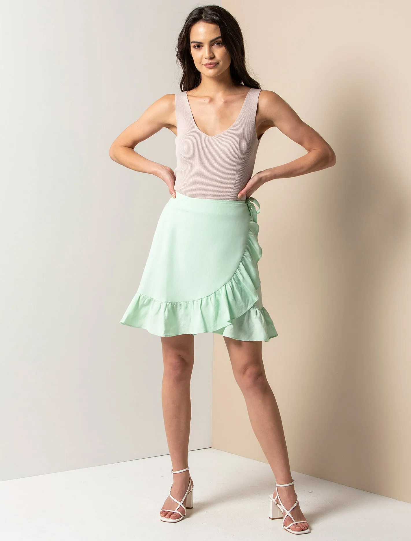 Nala Wrap Linen Mini Skirt