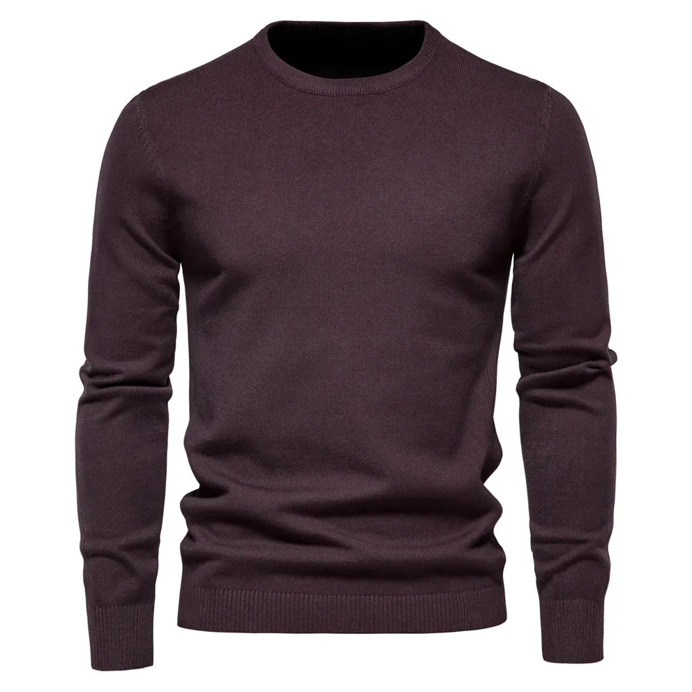 New O-neck Casual Solid Color Warm Basic Fashion Slim Quality  Sweaters