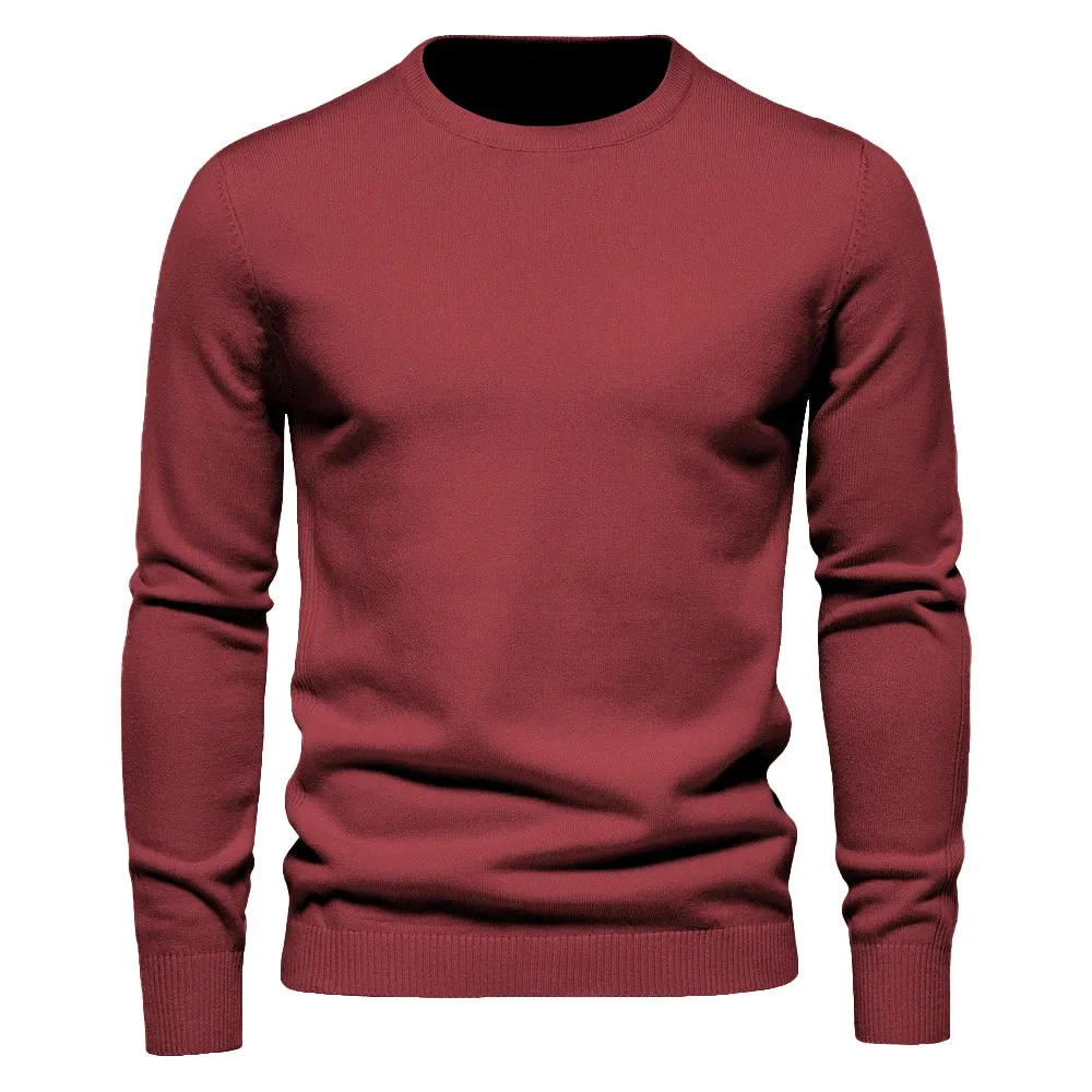 New O-neck Casual Solid Color Warm Basic Fashion Slim Quality  Sweaters
