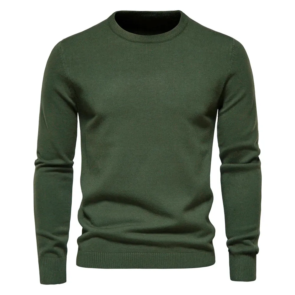New O-neck Casual Solid Color Warm Basic Fashion Slim Quality  Sweaters