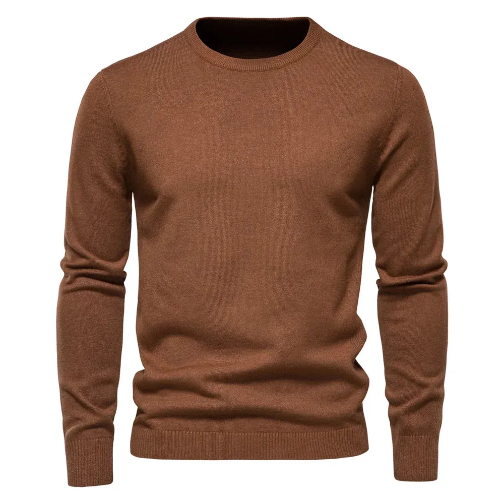 New O-neck Casual Solid Color Warm Basic Fashion Slim Quality  Sweaters
