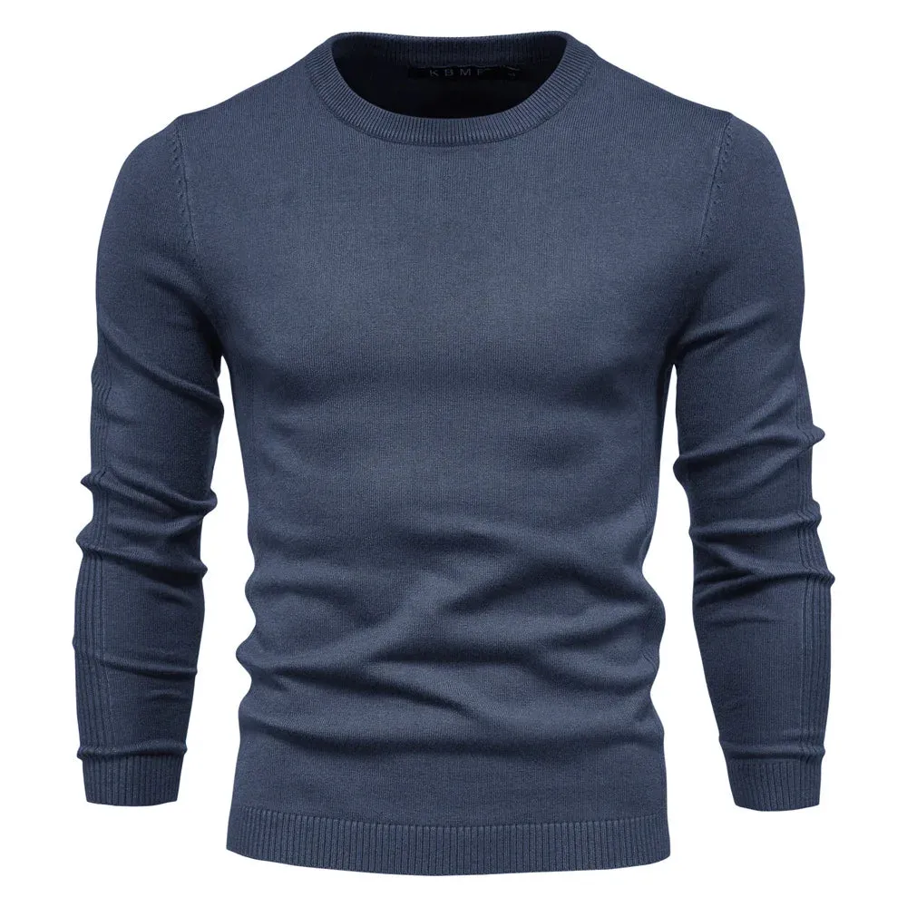 New O-neck Casual Solid Color Warm Basic Fashion Slim Quality  Sweaters