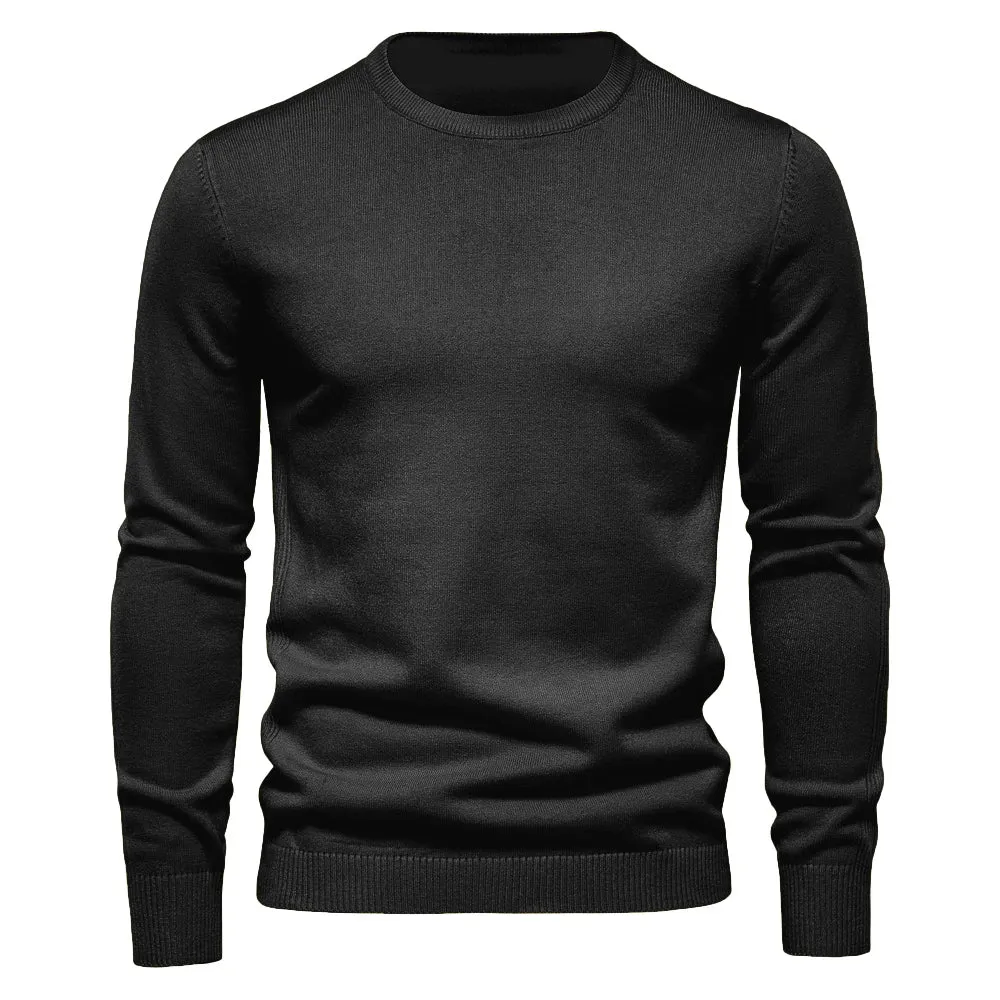 New O-neck Casual Solid Color Warm Basic Fashion Slim Quality  Sweaters