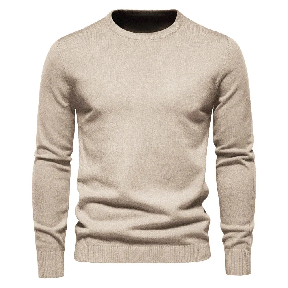 New O-neck Casual Solid Color Warm Basic Fashion Slim Quality  Sweaters