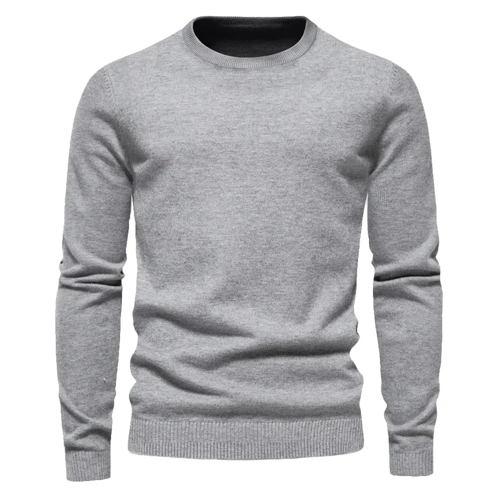 New O-neck Casual Solid Color Warm Basic Fashion Slim Quality  Sweaters