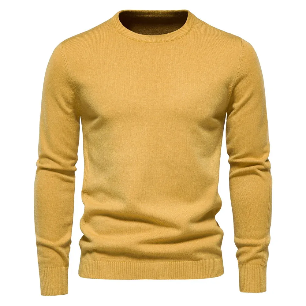 New O-neck Casual Solid Color Warm Basic Fashion Slim Quality  Sweaters